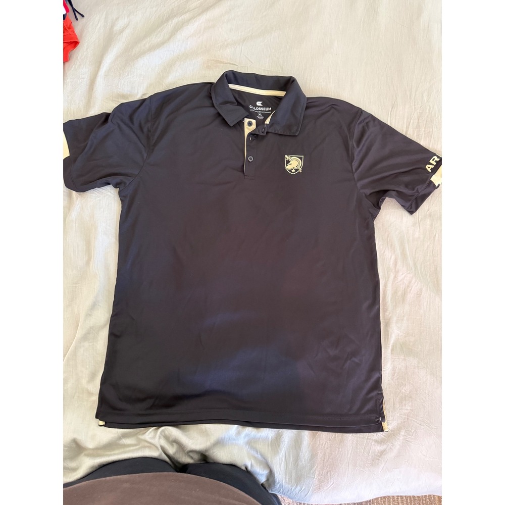 Colosseum Army Polo Shirt XL Black Gold Logo Performance Golf Shirt Mens